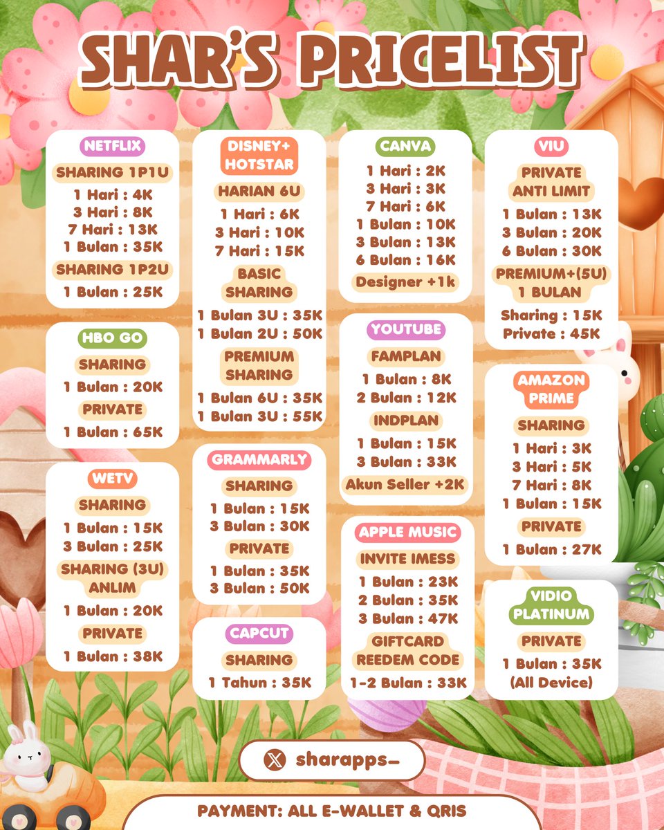 SINI KAK @sharapps_ READY FULL GARANSI❤️‍🔥 selain yg di pl ada spotify iqiyi dll juga bisa tanya di WA aja bit.ly/wa_shar