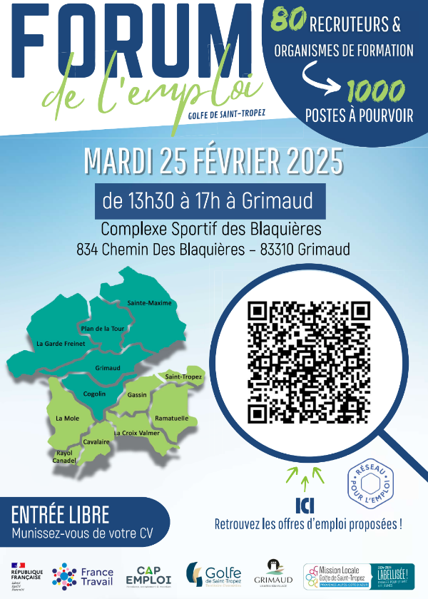 Forum de l'emploi #GolfeStTropez  2025 >>>>> on en parle sur les réseaux >>>>> golfe-saint-tropez-information.com/fr/animation/m… via <a href="/GolfeStTropez/">Golfe Saint-Tropez</a> 
💡A ne pas rater 👉le 25 02 2025 aux Blaquières à Grimaud à partir de 13h30, places gratuites sur place.
💡A vos CV !
<a href="/MinanaNathalie/">Nathalie Fabien-Miñana</a>