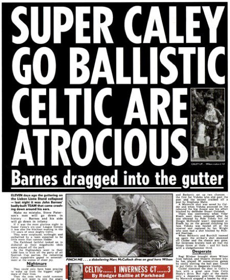 Football isn’t really a specialism of the Scottish Highlands. But 25 years ago today, Caledonian Thistle (Inverness, tiny) played Celtic (Glasgow, huge) and beat them 3-1.  Inspiring Paul Hickson, a sub at The Sun, to write perhaps the best headline in the history of football…