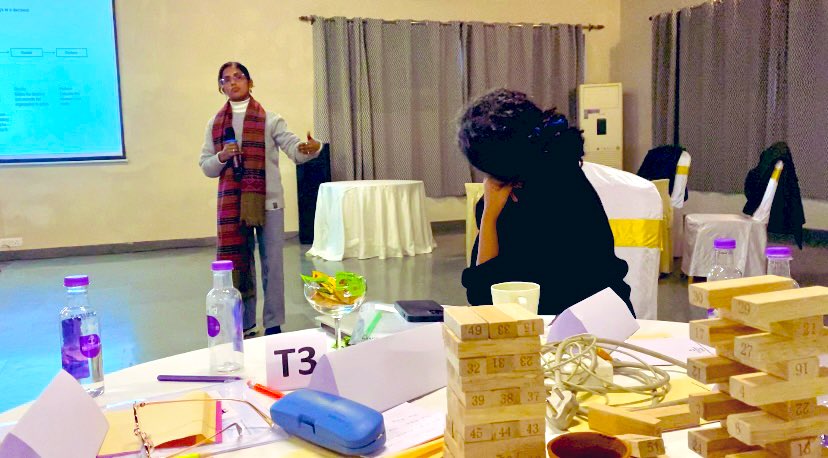 Our grassroots leader Preeti, explains at #capacitybuilding learning retreat how she sees direct linkages to government schemes for marginalised children as a key element of #childprotection.

“धारणा और दृष्टिकोण में फर्क होता है।,” she summarises as a life lesson 🌺