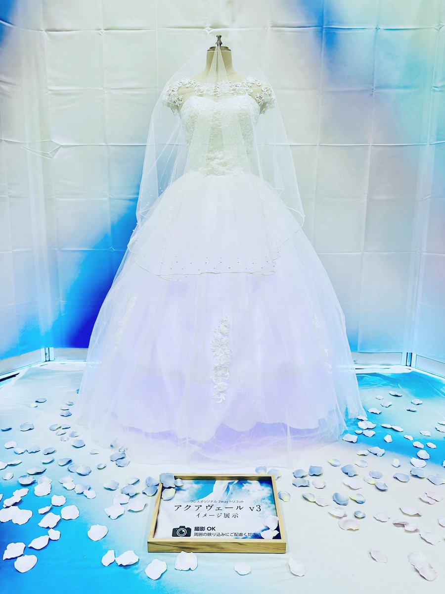 本日は「俺の嫁！肆玖」アクアヴェール v3 リリースパーティへお越しいただき、ありがとうございました！

アクアヴェールのイメージ展示として、ウェディングドレスの展示を行いました。

今後も皆さまのお声を参考に、より良いものづくりに努めてまいりますので、どうぞよろしくお願い致します。