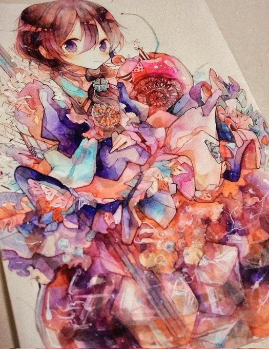 すこし昔の絵夕暮れフロートちゃん 