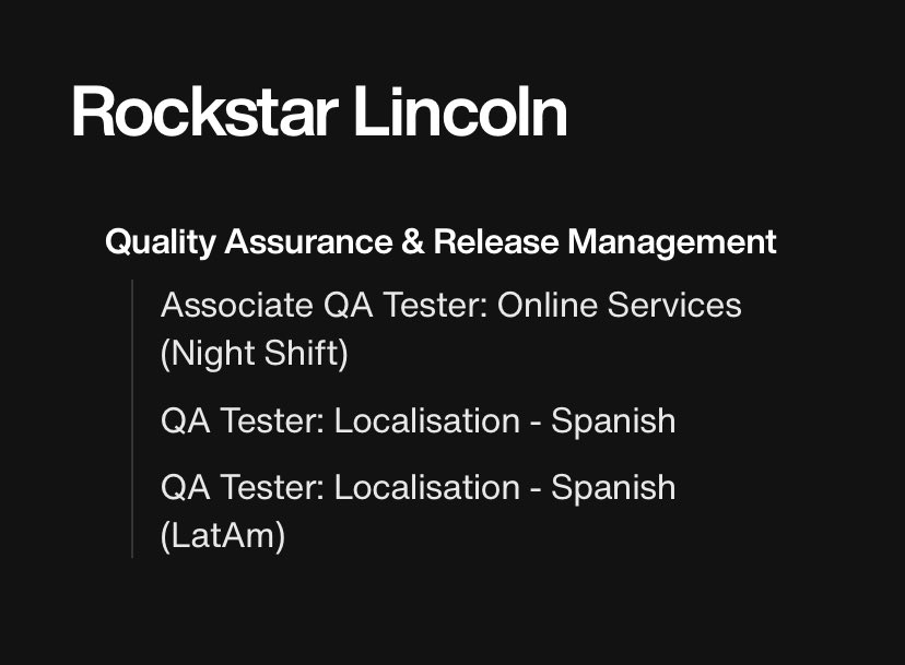 rockstarturk's tweet photo. Rockstar Lincoln, Avrupa İspanyolcası ve Latin İspanyolcası için yerelleştirme uzmanı arayışında bir iş ilanı yayımladı.

GTA 6’nın Türkçe dil desteği için yürüttüğümüz kampanya, tüm dünyayı harekete geçiren ve ikinci videoyu unutturacak kadar büyük bir etki yaratan bir etkinliğe dönüştü. Ancak, tüm bu baskıya rağmen böyle bir sonuçla karşılaşmak umutlarımızı kırıyor.

Yoksa, bunca baskıya rağmen Türkçe bilen bir uzman için ilan açılmaması, GTA 6’nın Türkçe altyazıyla geleceğinin bir işareti mi?

Baskıya devam ediyoruz! @RockstarGames’den bahset, #WeWantGTA6inTurkish etiketi kullan!