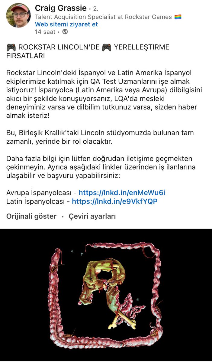 rockstarturk's tweet photo. Rockstar Lincoln, Avrupa İspanyolcası ve Latin İspanyolcası için yerelleştirme uzmanı arayışında bir iş ilanı yayımladı.

GTA 6’nın Türkçe dil desteği için yürüttüğümüz kampanya, tüm dünyayı harekete geçiren ve ikinci videoyu unutturacak kadar büyük bir etki yaratan bir etkinliğe dönüştü. Ancak, tüm bu baskıya rağmen böyle bir sonuçla karşılaşmak umutlarımızı kırıyor.

Yoksa, bunca baskıya rağmen Türkçe bilen bir uzman için ilan açılmaması, GTA 6’nın Türkçe altyazıyla geleceğinin bir işareti mi?

Baskıya devam ediyoruz! @RockstarGames’den bahset, #WeWantGTA6inTurkish etiketi kullan!