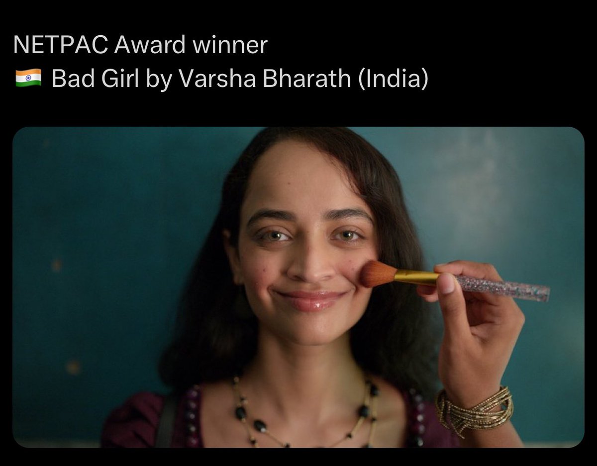 LionizerLions's tweet photo. Bravo to Varsha Bharath for clinching the NETPAC Award at Rotterdam with #BadGirl! 

The jury said: "The film that we have chosen unfolds a coming-of-age story in a provocative way, it is cinematic and playful, with unexpected narrative solutions."

#badgirl #NETPACaward https://t.co/ruPEuJoYaD