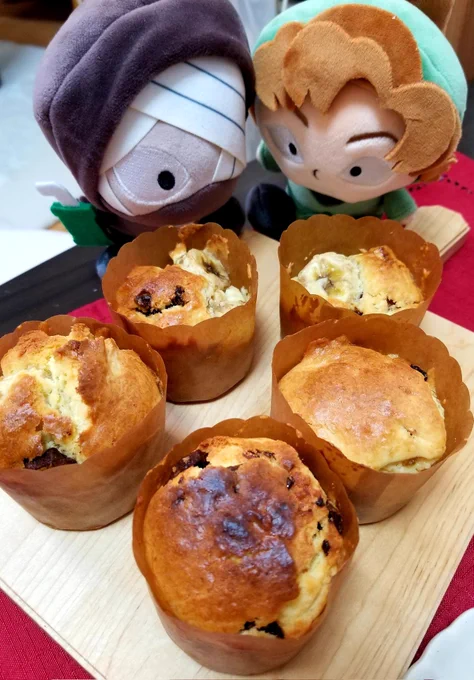 チョコバナナマフィンとドライフルーツ&amp;バナナのマフィンを作りました。美味しい 