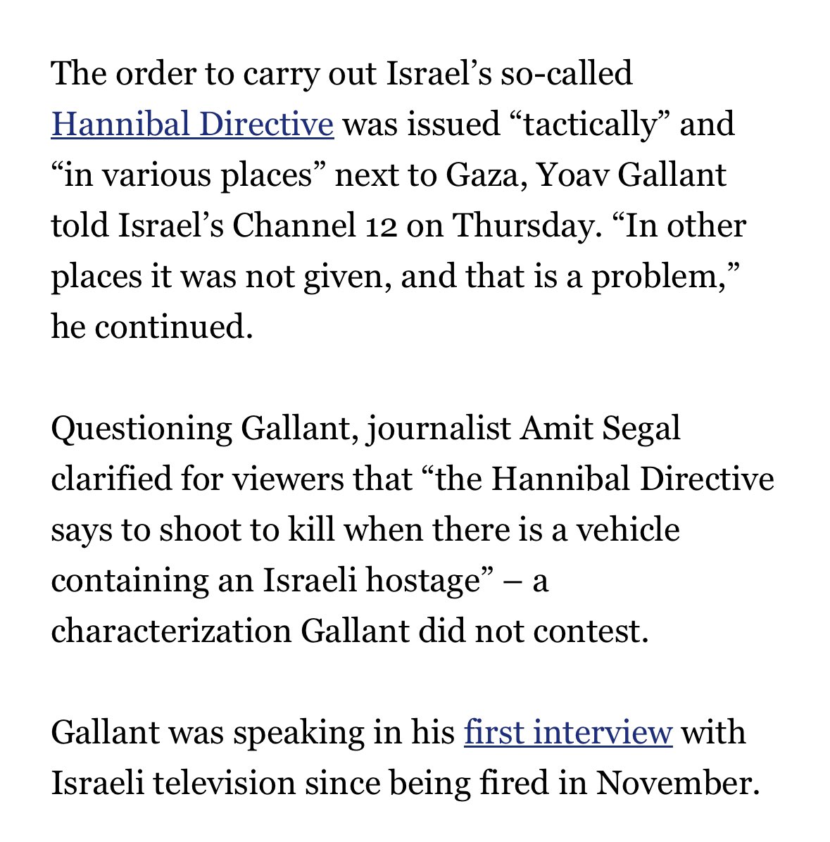 danpjsheehan's tweet photo. It is unforgivable that Israel’s use of the Hannibal Directive on Oct 7 (which both Haaretz and Yoav Gallant have now confirmed) has received zero coverage in Western media, while the long-discredited Hamas mass rape accusation continues to be parroted by American politicians. https://t.co/wWQ2hgAiiw
