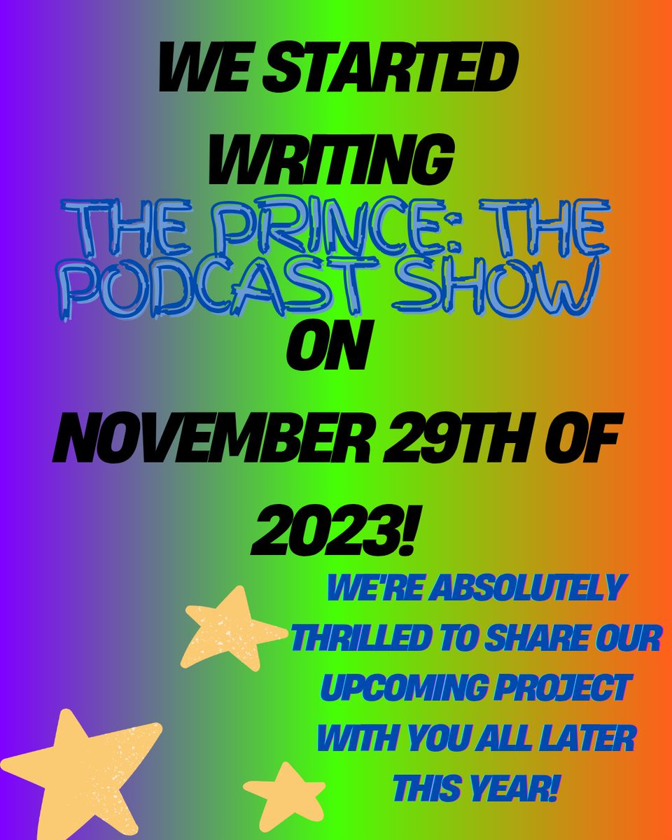 theprince_show's tweet photo. We started writing The Prince: The Podcast Show on November 29th of 2023! We're absolutely thrilled to share our upcoming project with you all later this year!  
#ThePrinceThePodcastShow #ThePrince #princess #prince #newstory #newpodcast #writing #november #lastyear #Fancyland https://t.co/Prm3AhgbJh