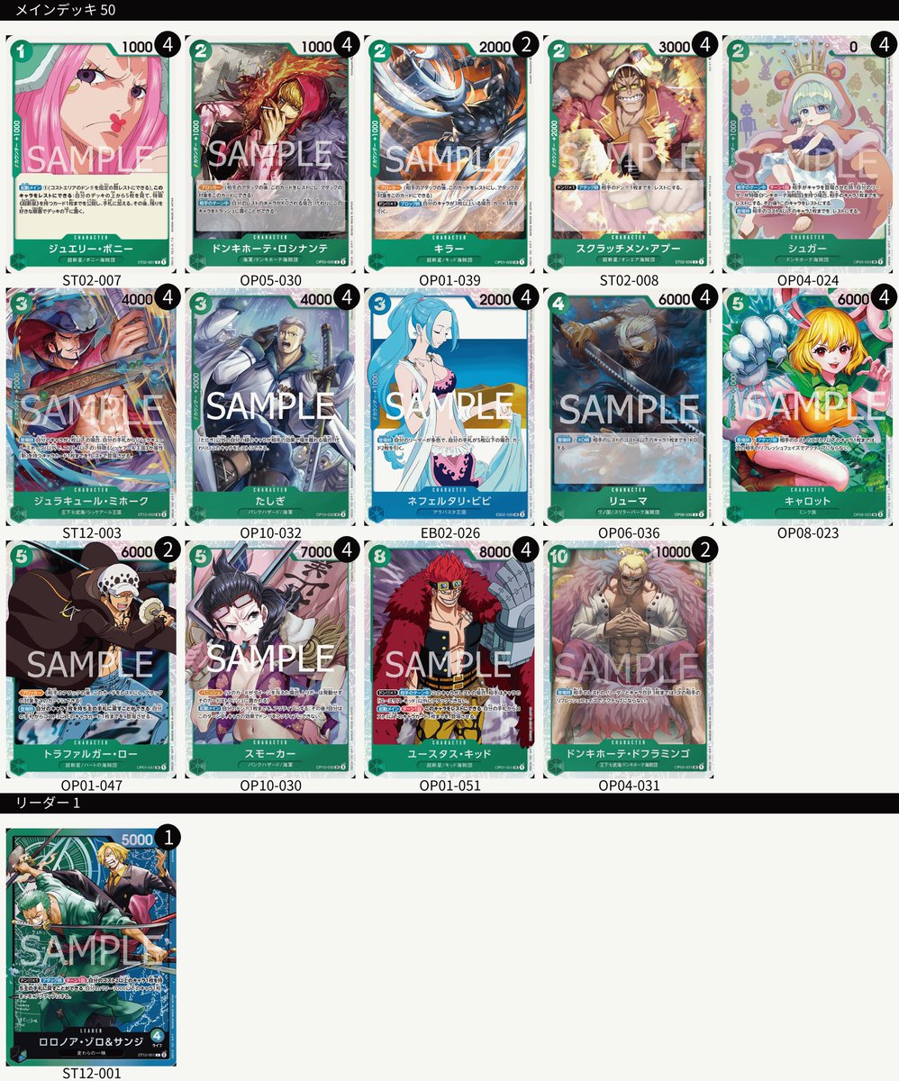 最近いじって遊んでた青緑ゾロサンジ マジでめっちゃ楽しいデッキ