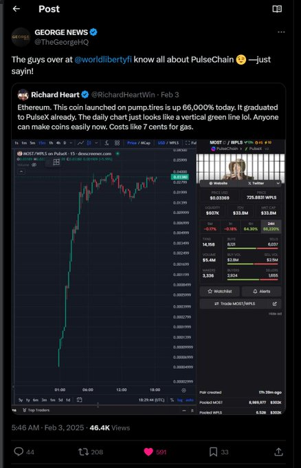 yourfriendSOMMI's tweet photo. ❤️💛💚💙

🚨 BREAKING: GeorgeNews, Investigative Journalists, have publicly tweeted that Donald Trump's DeFi Project, World Liberty Finance, is well aware of PulseChain.

They have confirmed that it's not a hack, and its real posting.

They also followed Corey Spagetti MeatBalls (@coreycosta123) too, so congratulations!

They have quoted Richard Heart in their posts.

This is huge news, and confirms friendship.

Bullish 2025 coming for PulseChain.

Backstory: Richard Heart has the same lawyers as Donald Trump and Elon Musk (Quinn Emmanuel).

Also, Richard recently lowered HEX + INC inflation, making them more scarce.

We could be seeing a Big 2025 pump year.
