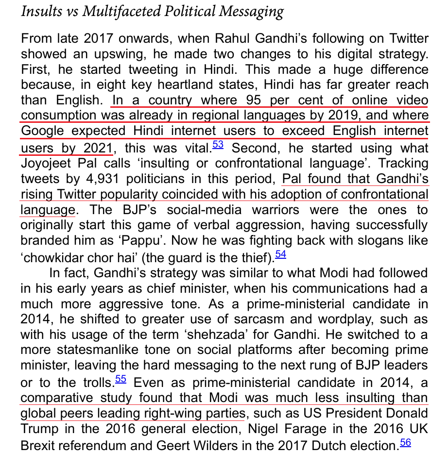 haravayin_hogh's tweet photo. Extensive twitter-botting by Congress' Rahul Gandhi &amp; a switch to him trolling for engagement. 
English in 🇮🇳 losing relevance over time: 95% of its online video use in local languages. 
In 2021, Hindi internet users overtook English ones in India. The #SelfieWithModi campaign. https://t.co/f4SNikHxUY