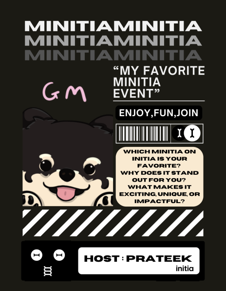 prateekhh's tweet photo. Announcement: “My Favorite Minitia” Content Creation Event!

Hey Initiates! 🪢 ( Prove Your Minitia Knowledge) 

We’re thrilled to host our “My Favorite Minitia” event, where you can show off which Minitia won your heart and why it’s special.

Plus, you could snag a prize, though this event brings us all closer together.

How to Participate:

1️⃣ Quote this tweet & share your story:

🔹Which Minitia on Initia is your favorite?
🔹What makes it exciting or impactful?
🔹Why do you think everyone else should check it out?

2️⃣ Use the keyword MyFavMinitia so the community can find your post!

Prizes:

▶️1st Place: $10
▶️2nd Place: $10
▶️3rd Place: $5

(Remember, the main goal is to celebrate our ecosystem, not just chase rewards.)

Why Participate?
- Highlight the innovation behind your chosen Minitia.
- Let fellow Initiates see what drives your enthusiasm.

Get Recognized: A little reward never hurts, right?

---------------------------------------------------

Special thanks to @Dodori4390 for designing the graphic for this event!!!