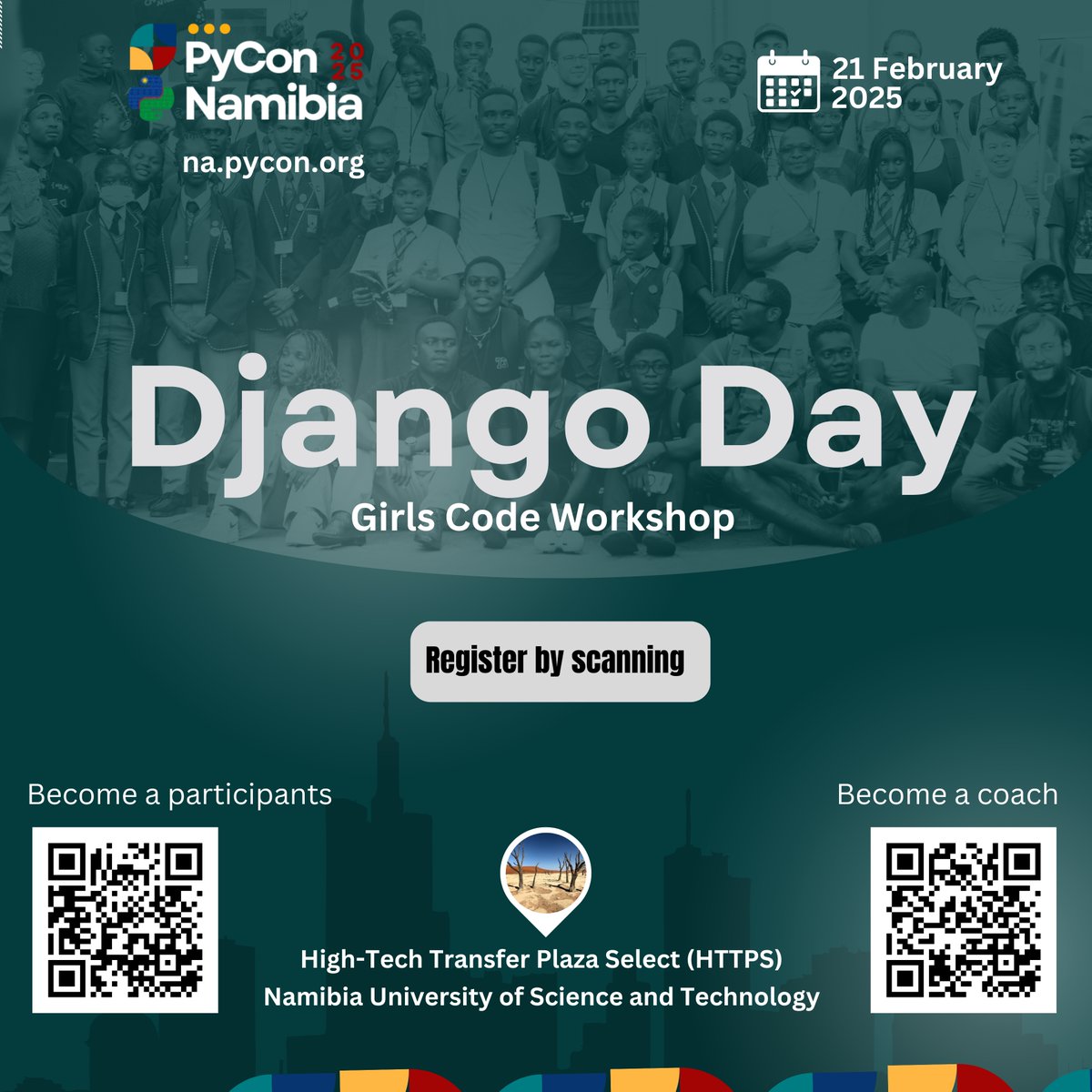 PyConNA's tweet photo. 🚀 Exciting Announcement! 🎉

Introducing Django Day - Girls Code Workshop! 

A hands-on workshop designed for girls and women interested in Python web development with the Django framework. Come learn new skills, build confidence, and connect with a supportive community! https://t.co/oCWWy60McP