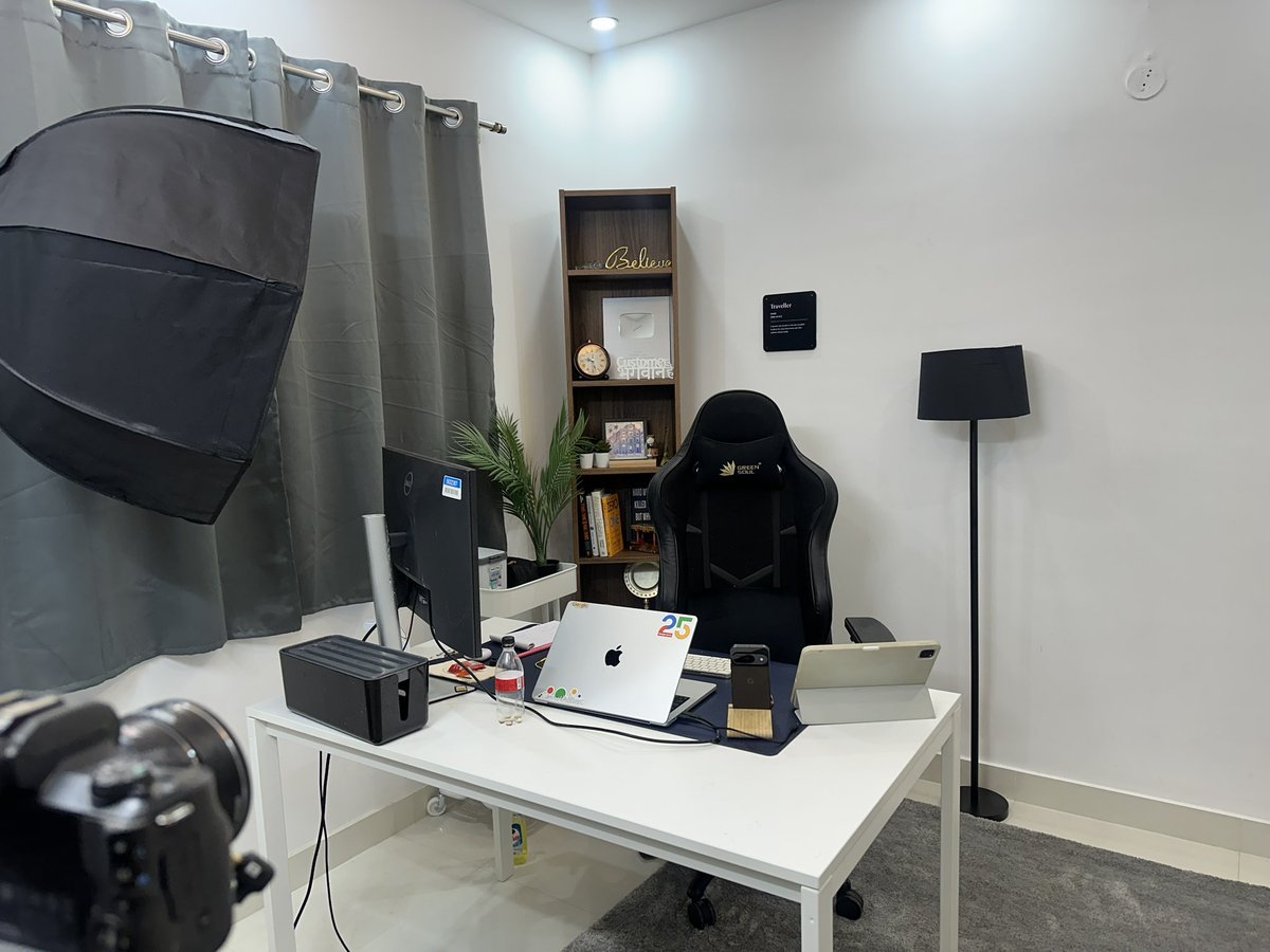 striver_79's tweet photo. It took me 5 years to get a dedicated studio for myself 🙌 

Most of my previous videos were shot at 12-3 AM, when I got time after my work primarily to avoid outside noise. Now I can shoot during evening hours too. 

Whatever you do, give your all, and it will give you back in someway or the other 😇
