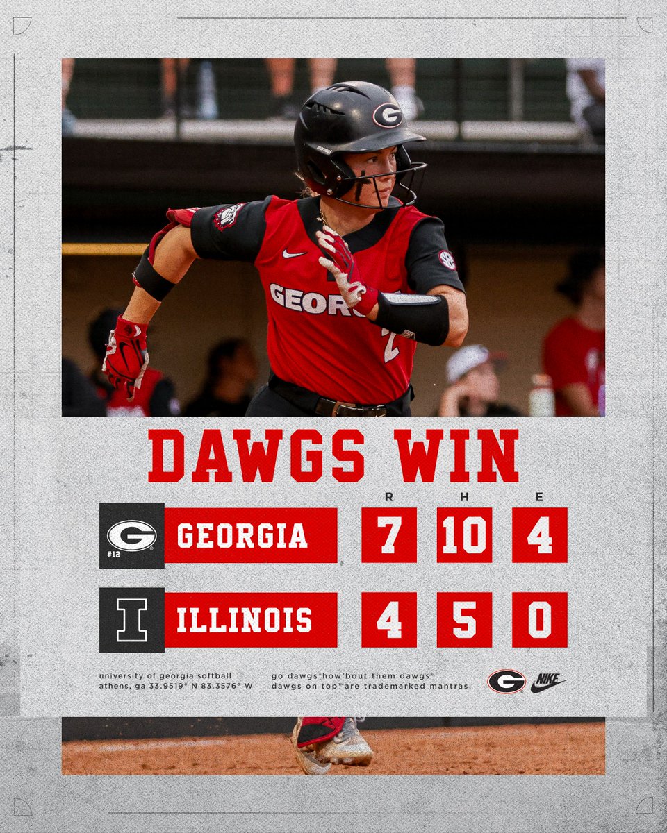 Ring the Bell 🐶🔛🔝

Illinois tries to mount a late comeback, but the Dawgs hold on to improve to 3-0 on the season! 

Georgia is back in action Saturday morning against James Madison at 11:30 a.m. in Orlando. 

#Team29 | #GoDawgs