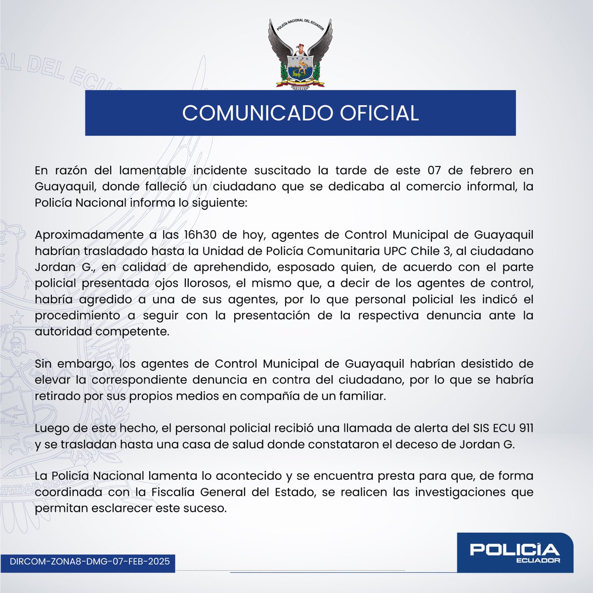Policía Ecuador Guayaquil - Zona8 tweet media