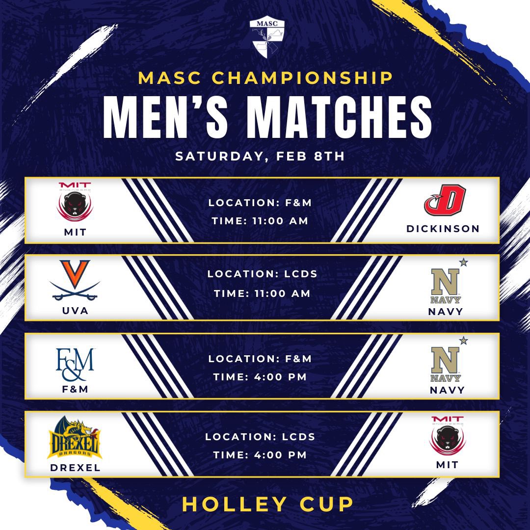 Check out the schedule for a busy day 2 of the MASC Championships! #mascsquash