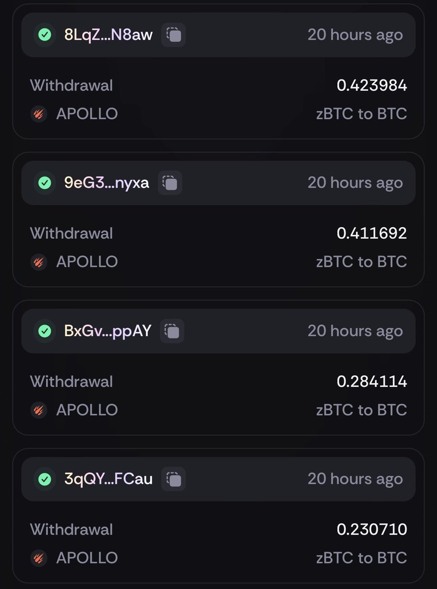 ApolloBTCportal's tweet photo. $zBTC to $BTC ✅

APOLLO - Your go to Bitcoin On-chain exchange. 

Solana to Bitcoin → Permissionless https://t.co/GfaPlCZfdh