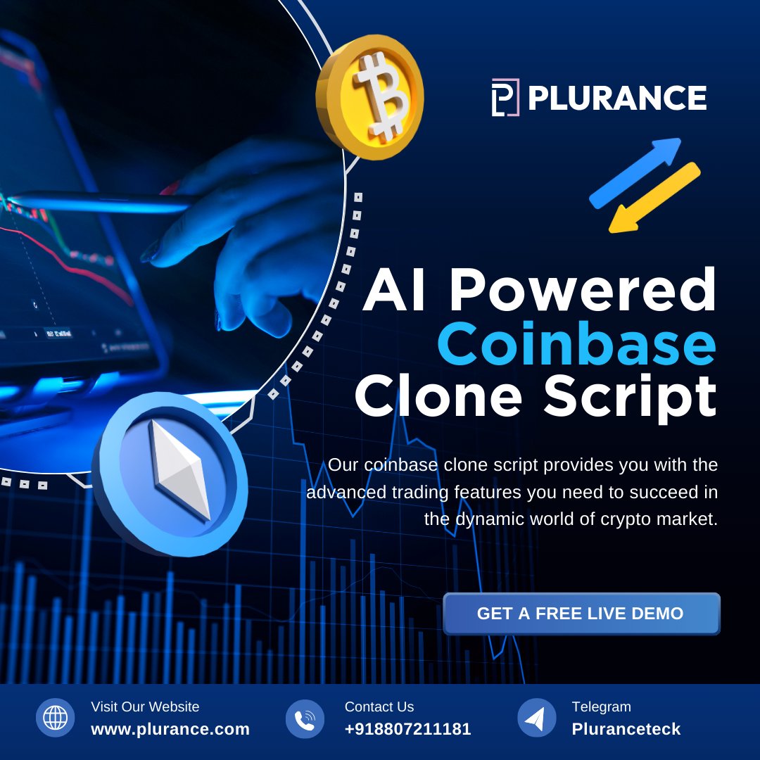 plurancetech's tweet photo. #Plurance's #CoinbaseClone Script is packed with advanced trading features to keep you ahead in the ever-changing #crypto market.
π Your success starts here! Book A Free Demo now: https://t.co/zD40jSZsLg
#CryptoMarket #CryptoTrading #ExchangeScript #cryptoexchange #NFTs #btc https://t.co/FDUvJT6iwz