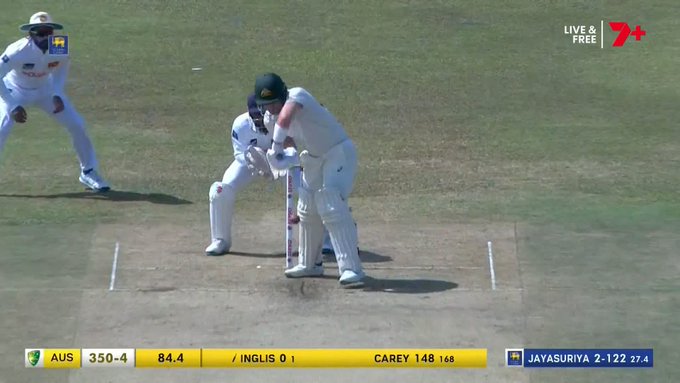 That skids IN & gets rid of Inglis 👌 📹 Credits: Twitter/7Cricket