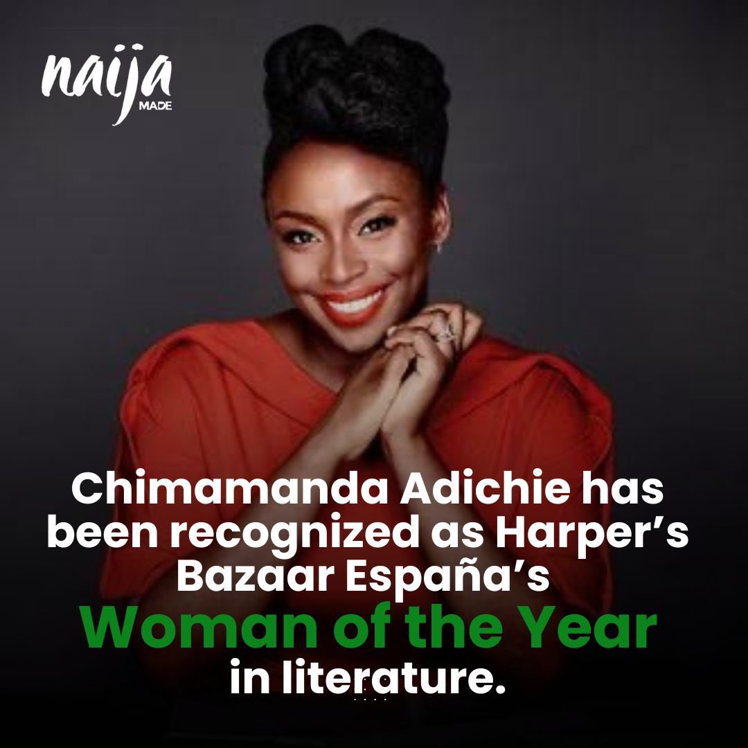 NaijaMadeMe's tweet photo. Chimamanda Adichie named Harper’s Bazaar España’s Woman of the Year in literature! ✍🏾✨ A true icon taking Nigerian stories to the world. 🌍📚 https://t.co/K836vO6LOP