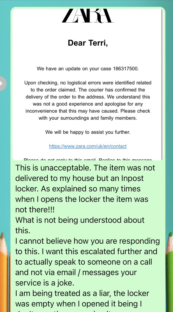 tharris1684's tweet photo. @ZARA_Care this how you treat customers . @InPostUK and yourselves are a joke. I have no parcel and now down over £60.. fantastic service https://t.co/PSc4E2qS6H