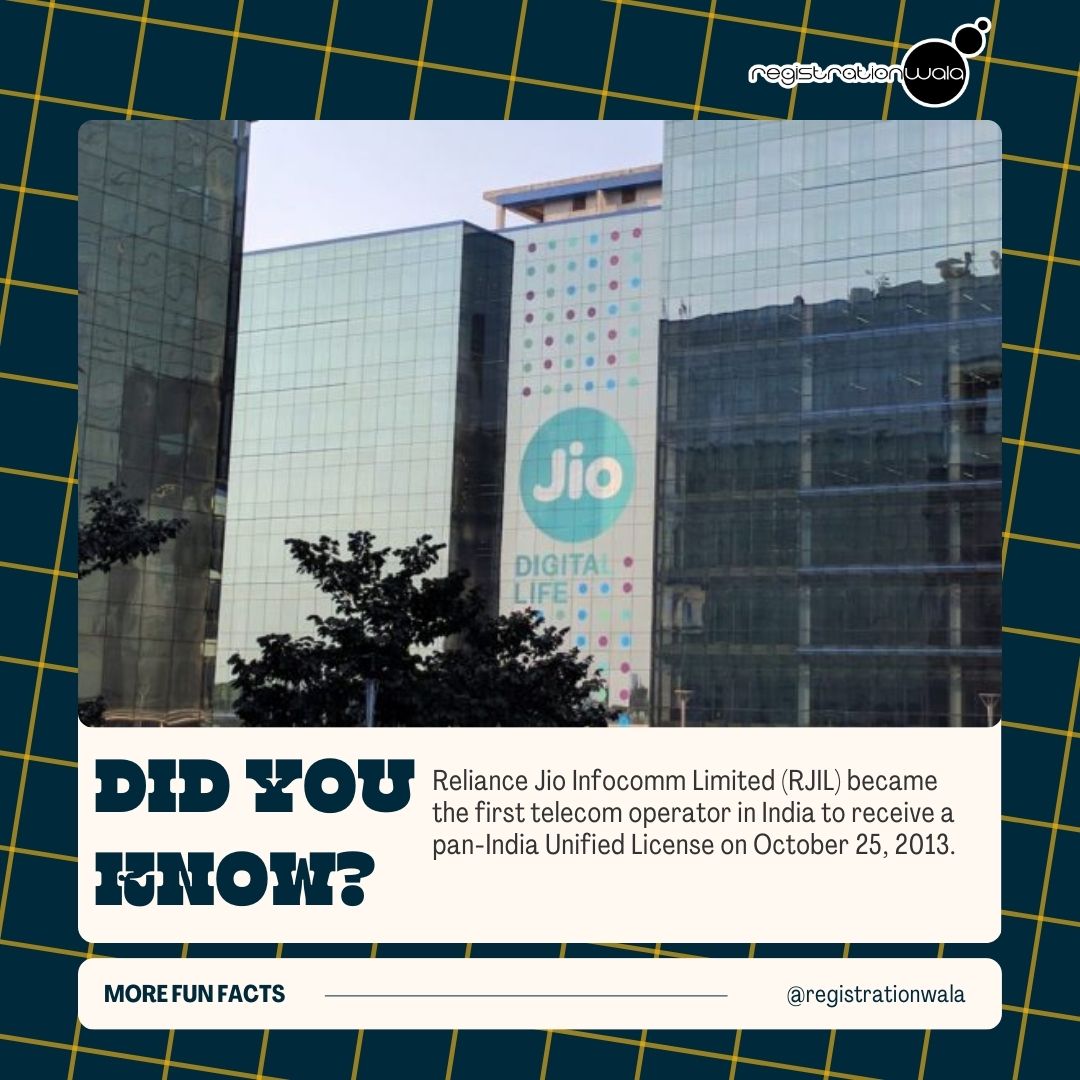 Registratinwala's tweet image. #𝘿𝙞𝙙_𝙔𝙤𝙪_𝙆𝙣𝙤𝙬: Reliance Jio Infocomm Limited became the first company to receive pan-India unified license in 2013.
:::
#PanIndiaLicense #TelecomLicense #UnifiedLicense #TelecomServices #VoiceDataInternet #RelianceJio #JioInfocomm #ISP #TelecomIndia #DigitalIndia