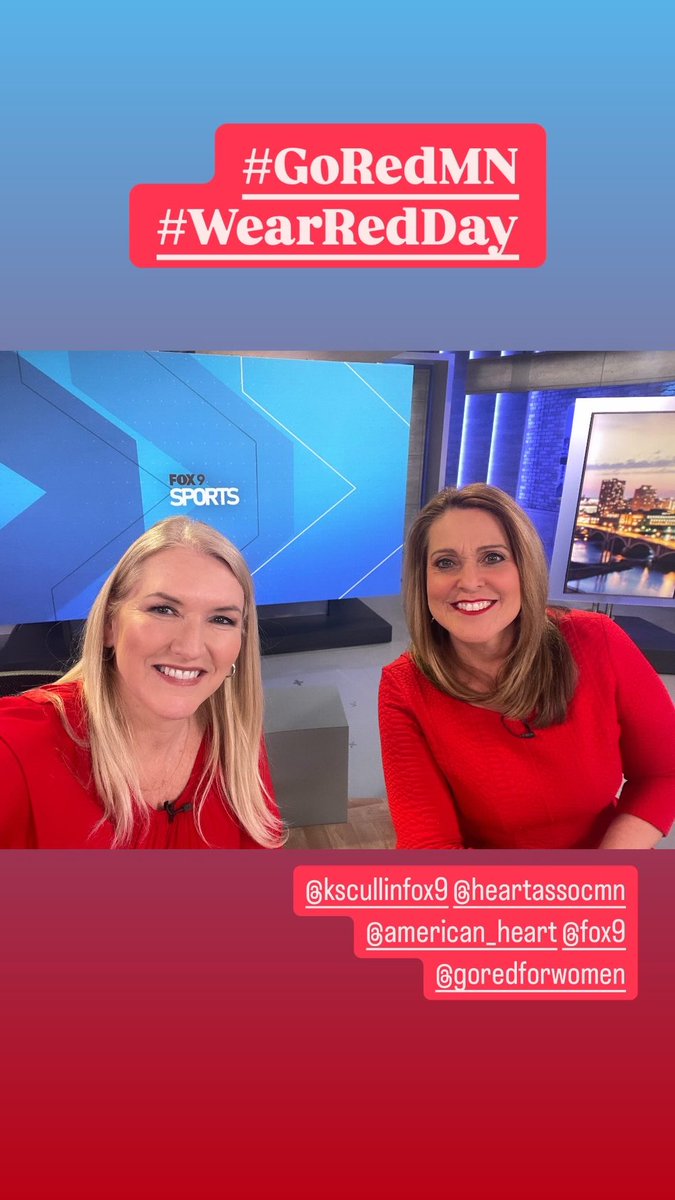 DawnAtFOX9's tweet photo. Kaz & I are supporting Women’s Heart Health #GoRedDay #GoRedMN @HeartAssocMN https://t.co/vwLpp876Qv