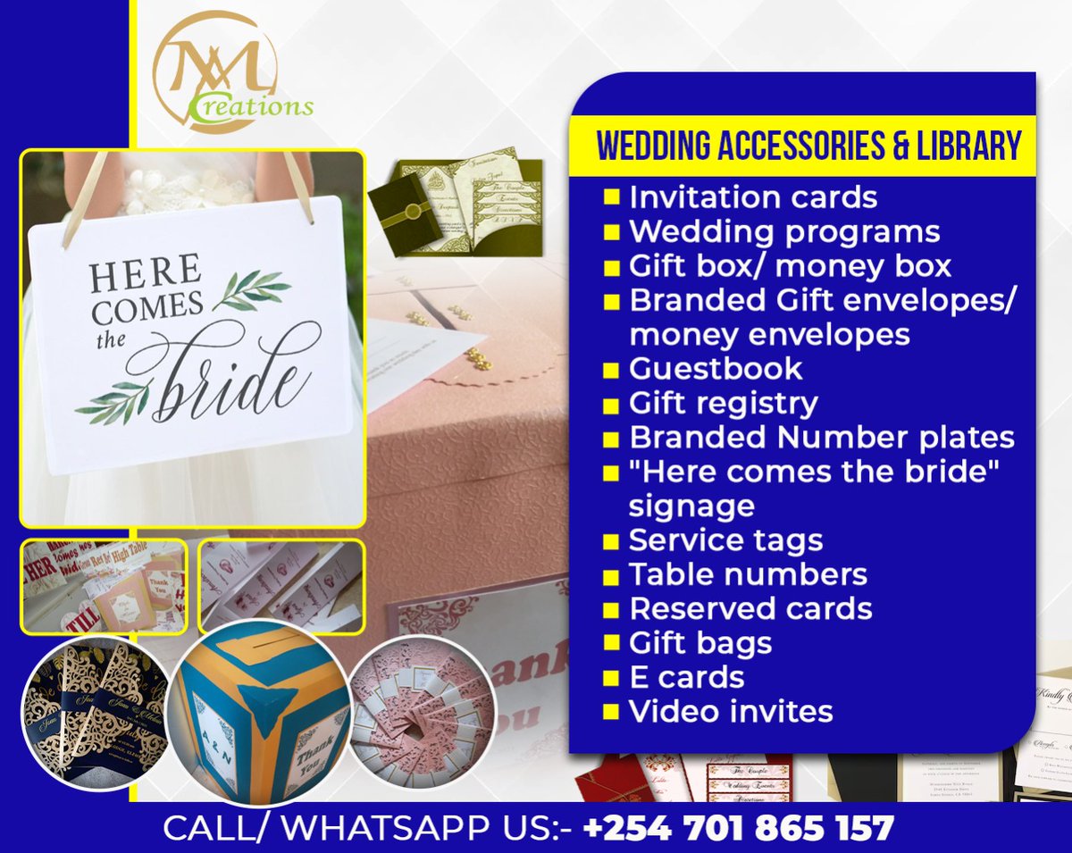 mimcreations's tweet photo. WEDDING INVITATION CARDS offer:  
From kshs. 50 per card  
FREE e -card!!!FREE USHER TAGS CALL/TEXT/WHATSAPP +254701865157  https://t.co/i0KfoQMomO

Kimani Ichungwa Westlands Uhuru Keyatta 2xVIP Ruto Must Go #400milli https://t.co/O324wW6C9g