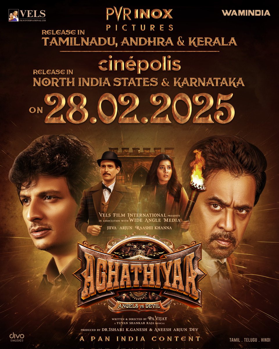 ⚔️ A war once fought in the shadows is rising again.  

🕊️Angels guard the light.
💀Devils rule the dark.

But in between… a new fate is being written.  

🔥 Aghathiyaa rises in cinemas February 28, 2025. 🔥

🎬 PVR INOX Pictures Release – Tamil Nadu, AP/Telangana, Kerala
🎬