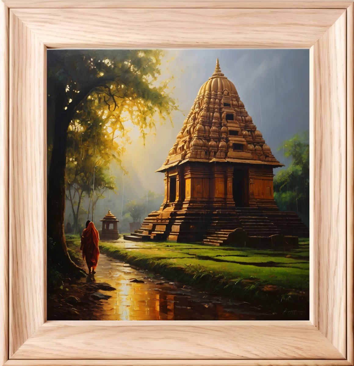 Oil on canvas painting 🎨🖌️🖼️ 
📳.7030325179

#OilOnCanvas 
#TemplePainting 
#IndianArt 
#SpiritualArt 
#AncientTemple 
#MonkLife 
#TraditionalPainting 
#GoldenHour 
#NatureAndArt 
#HeritagePainting 
#ArtisticVibes 
#DivineArt 
#SereneBeauty 
#SacredJourney 
#TimelessArt 
#Canvas