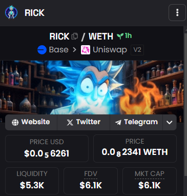 RickonBase's tweet photo. Dexscreener updated: https://t.co/4tbndlloqw

🛑 WARNING: RICK IS NOT FOR MORTYS

#basechain #rick #memecoins #base https://t.co/8zIwmI2e0z