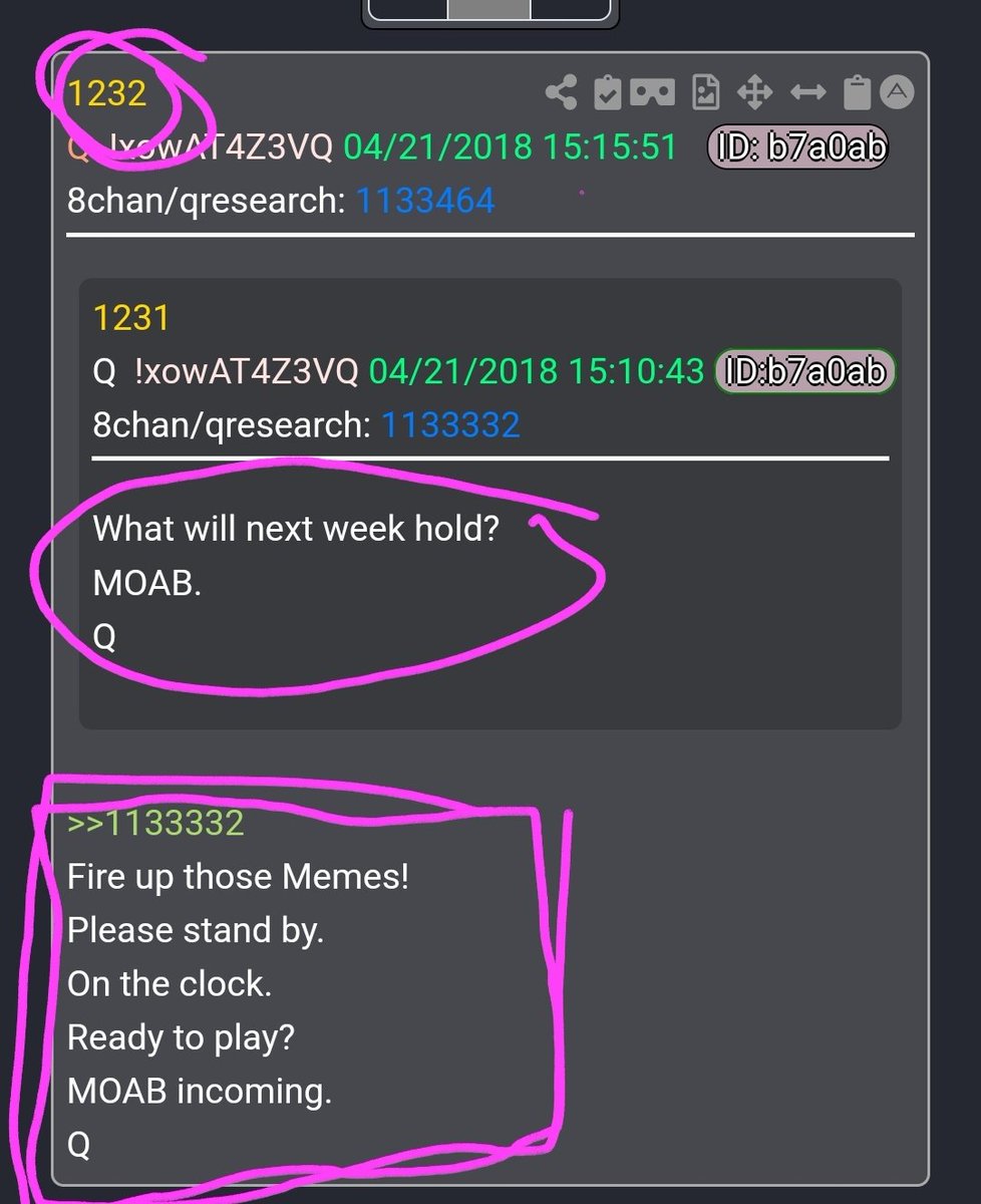 Captaintrips333's tweet image. Timestamp 12:32
Post 1232

Next week

&quot;Fire up those Memes!
Please stand by.
On the clock.
Ready to play? 
MOAB incoming.&quot;

#GME ♋️ #AMC ♋️ #BBBY