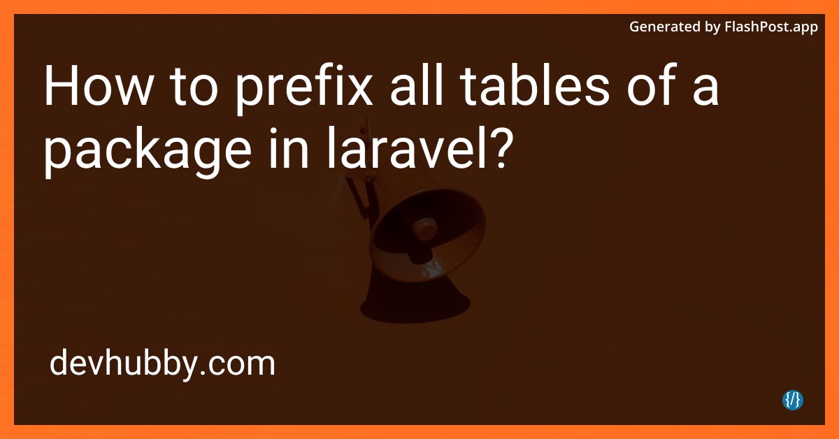 JordanKEurope's tweet image. Can tables get identity crises with new prefixes in Laravel?
Source: devhubby.com/thread/how-to-…
#LaravelPackage #WebApp #LaravelTips #WebDev #package #tables