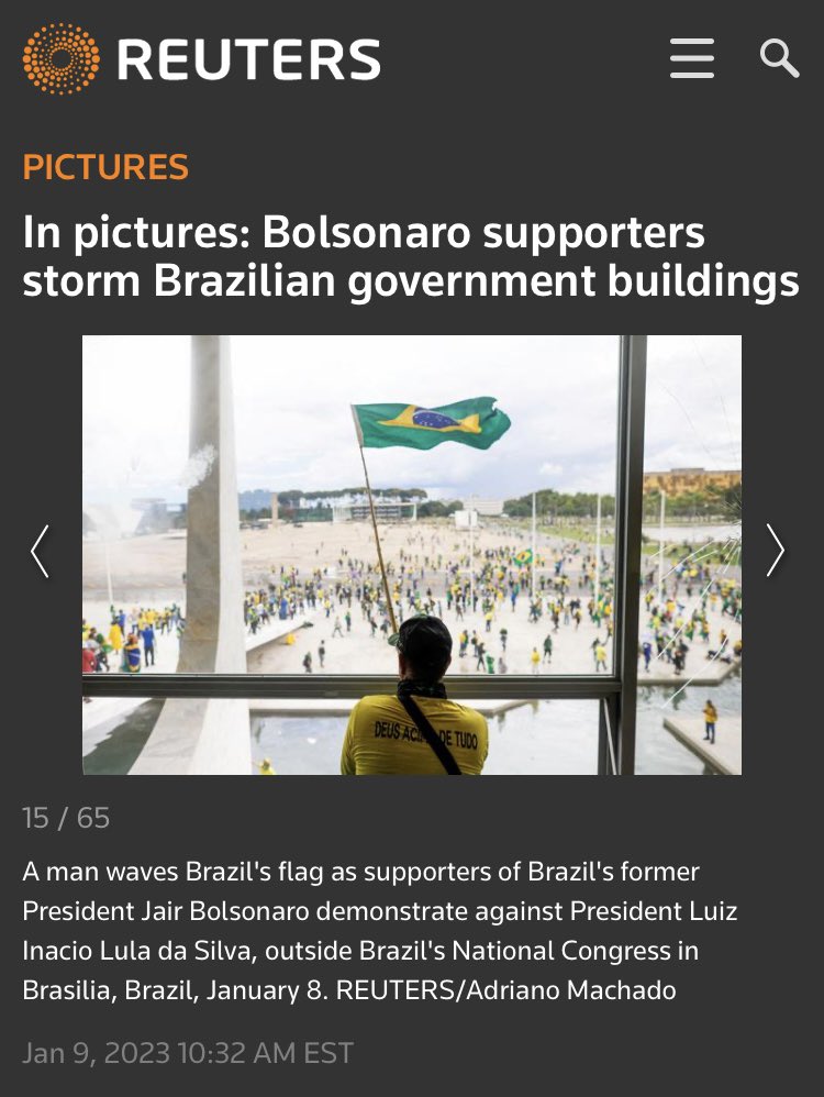 <a href="/AngelTGSBr/">⚕️🪽Dra.AngelT</a> Pensa em um fotógrafo sortudo…😏
Ia passando por coincidência na Praça dos 3 Poderes, munido de capacete e máscara contra gases, quando irrompeu o vandalismo do dia 8. 
Suas fotos ( até no interior do Palácio do Planalto) percorreram o mundo! #USAID #AnistiaJa