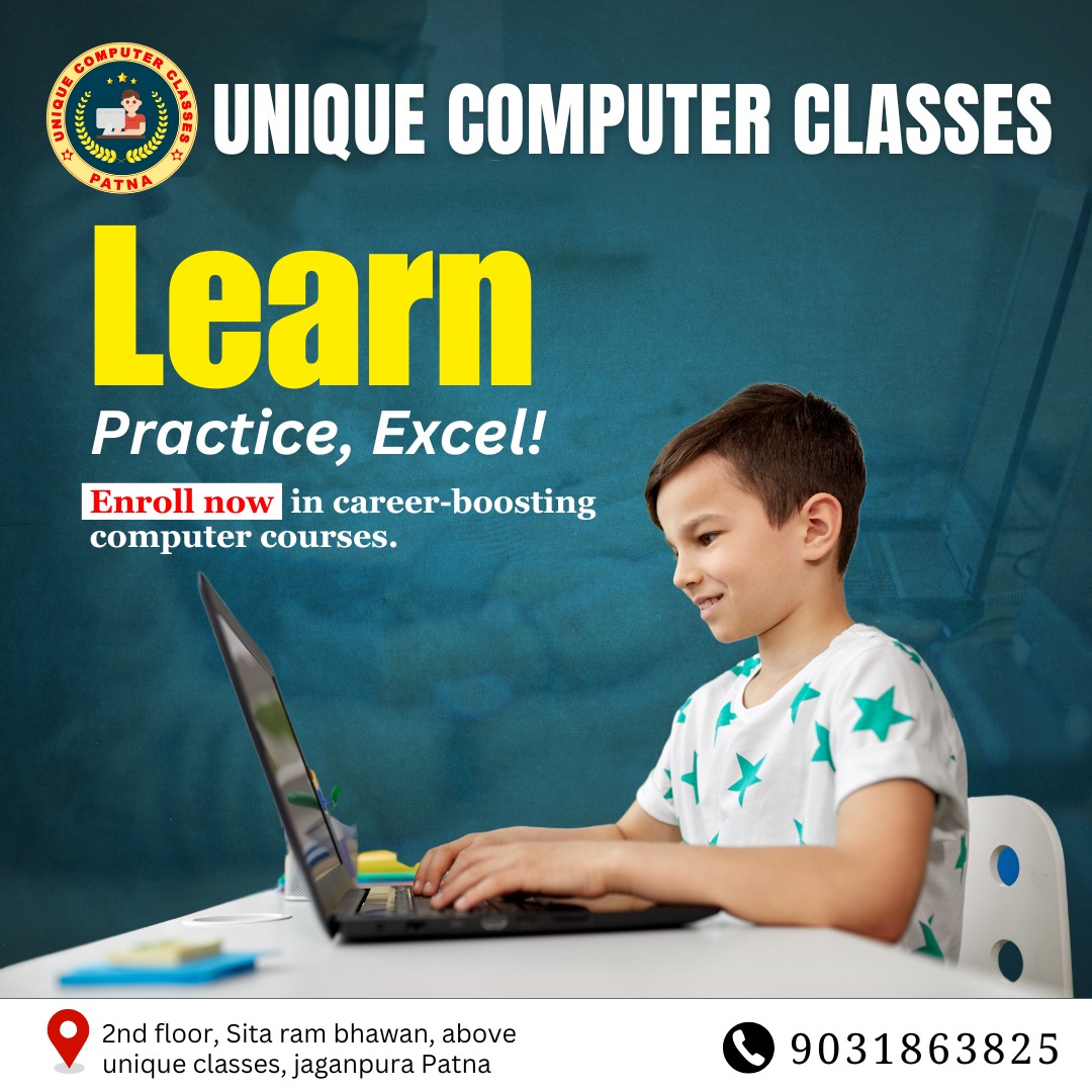 uniquecomputer0's tweet image. 💻 Learn, Practice, Excel! Boost your career with expert computer courses at Unique Computer Classes. Enroll today and stay ahead! 🚀📚

#UniqueComputerClasses #LearnAndGrow #ComputerSkills #FutureReady #CareerBoost #SkillDevelopment #TechEducation #PatnaLearning