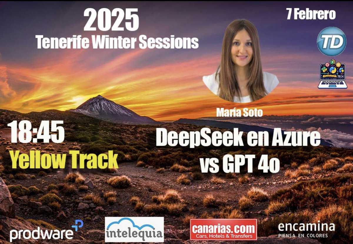 DeepSeek en Azure vs GPT 4o 

Disponible la sesión de Tenerife Winter Sessions donde vemos cómo usar #DeepSeek en Azure #AI Foundry y sus principales características 

👇🏼👇🏼👇🏼
 youtu.be/C6OvVfDy2jM?si…