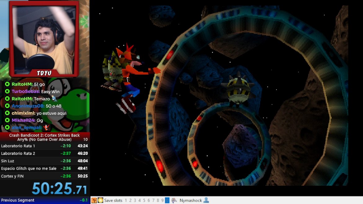 ¡TOP 100 del MUNDO de Crash Bandicoot 2!
Kick fue clave y mejoré el récord personal :D (Aún con errores garrafales csm)
Locura locura.
Haré un sub 50 minutos con fe y ya pasaré a otro juego para aprender nuevas técnicas.