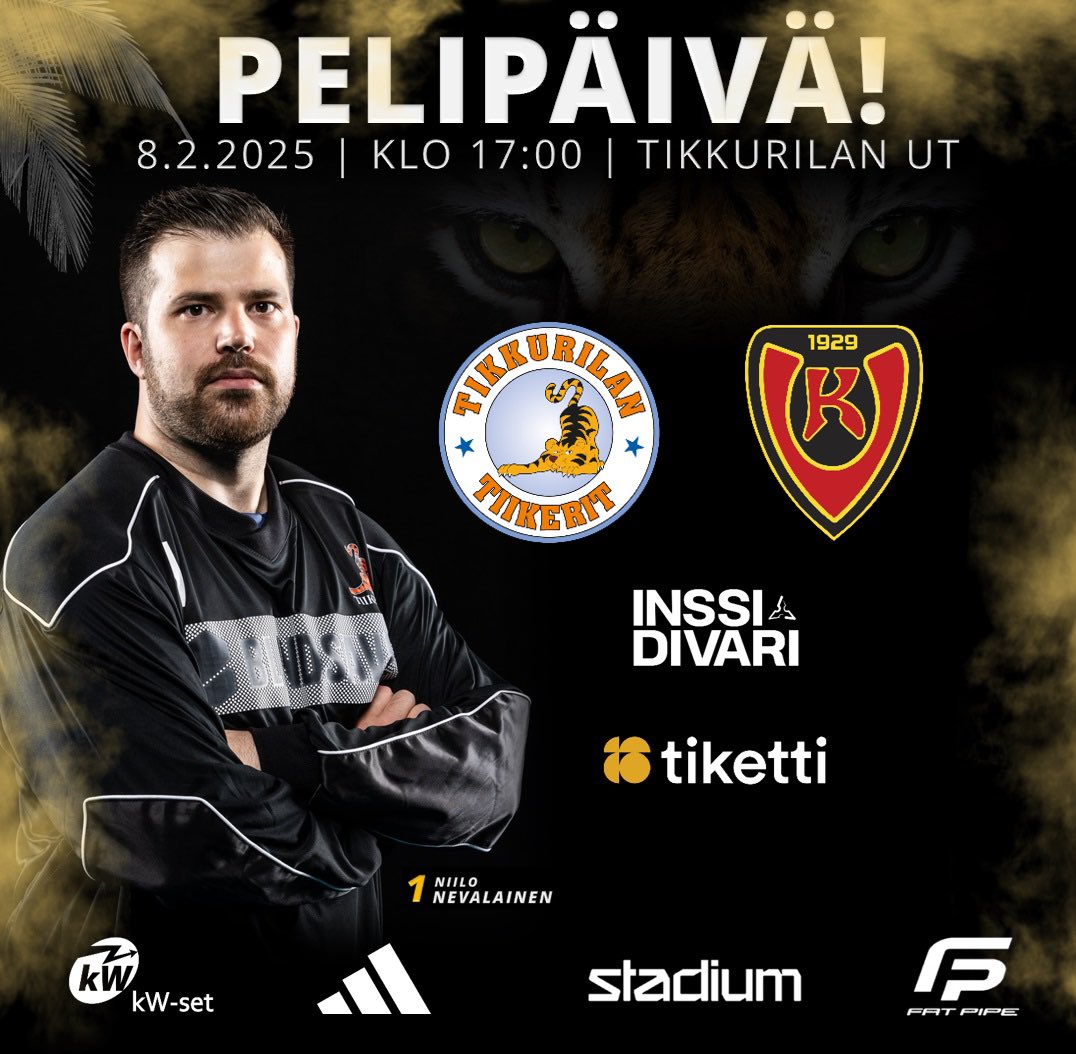 Pelipäivä! Tänään pelataan jälleen kotiluolassa kun Koovee saapuu vieraaksi Tikkurilaan. Hanki liput ennakkoon Tiketistä! Ovet avataan klo 16:15.
🥅 Tiikerit - Koovee
📆 8.2.2025
⏰ 17:00
📍 Tikkurilan UT
🎫 Tiketti.fi
📺 SalibandyTV
#tiikerisydän #salibandy #vantaa