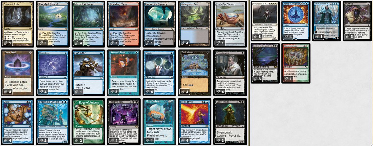 wonderPreaux's tweet image. Broke the new year cold streak with a top4 finish in the Friday Legacy challenge. Testing a neat list I saw from @Munchlax446mtgo, but with a tweaked SB; mostly good, will keep working on it.