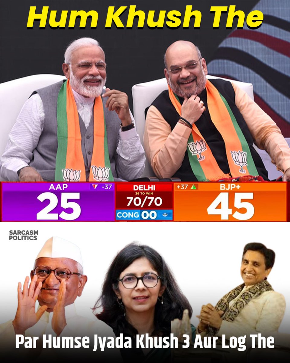PoliticalKida's tweet image. 3 log aur Khush the #DelhiElectionResults