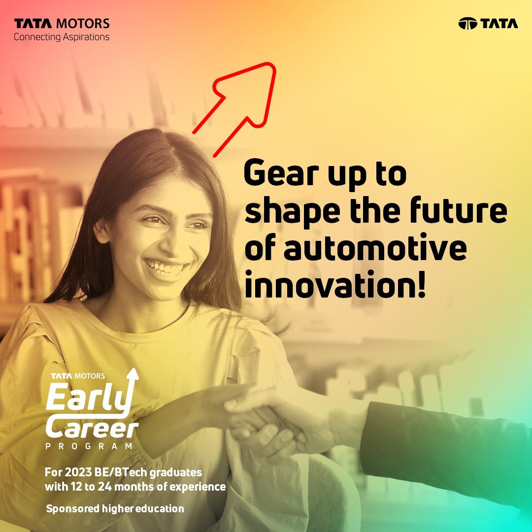 TataMotors's tweet photo. Accelerate your career with the Tata Motors Early Career Program! Shape the future of mobility and drive innovation in automotive tech. We're hiring senior managers across Ops, Engineering/R&D, AI/ML, SDV & Commercial. Plus, enjoy sponsored higher education at top IITs, IIMs, or equivalent.
Step into the future with Tata Motors. Learn more and apply now: https://t.co/gR3KRucA5I
#EarlyCareerProgram #CareersWithTataMotors #TataMotors #ConnectingAspirations