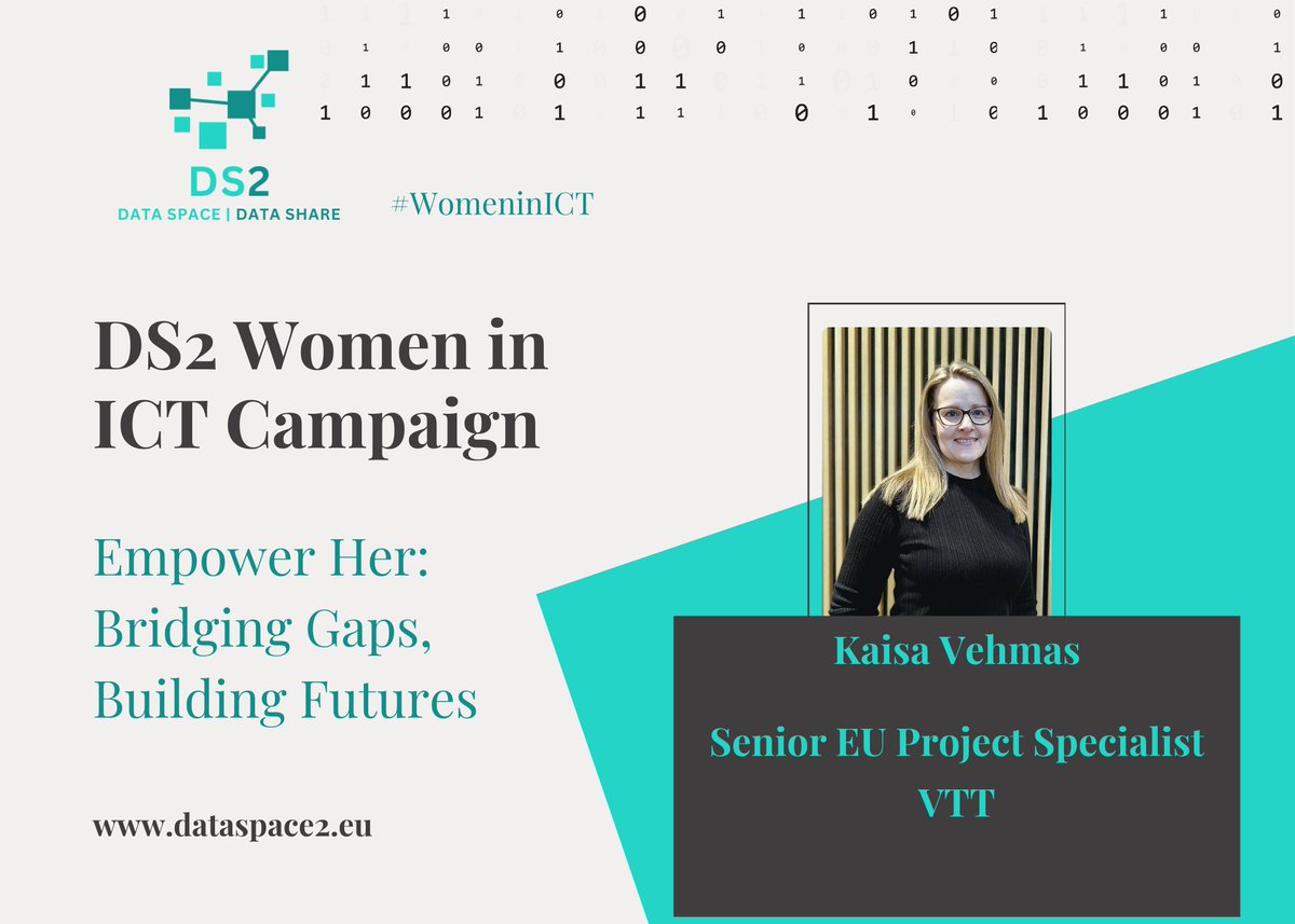 DS2_EU's tweet image. 👩‍💻 Spotlight on Women in ICT: Meet Kaisa Vehmas! 🌟

Kaisa began her ICT career at @VTTFinland in 2002, progressing from Research Trainee to Senior Scientist &amp;amp; now a Senior EU Project Specialist. 💪

💠 Want to find out more?
dataspace2.eu/results/kaisav…

#EUOpenData #Dataspaces
