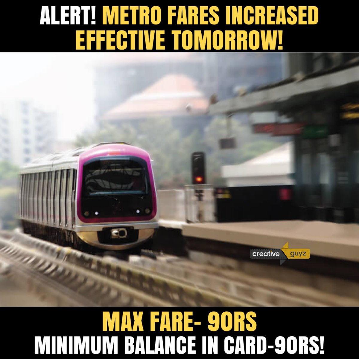 Card 5% offer continues.
#NammaMetro #CreativeGuyz