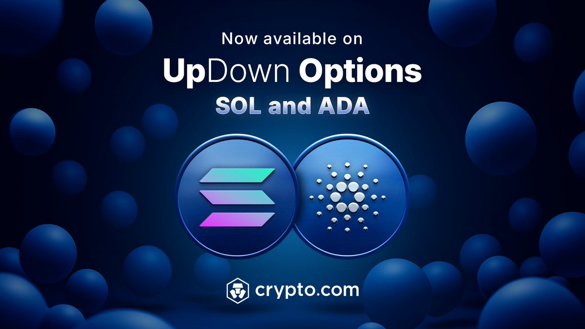 SOL and $ADA contracts are now available for UpDown Options through the  https://t.co/vCNztATkNg App 📈📉 Take control of your trades and  potentially profit whichever way the market moves Start trading now 👇