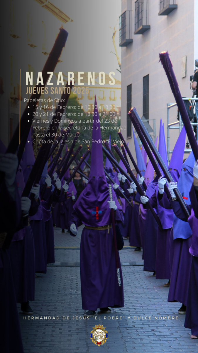 Hdad_DelPobre's tweet photo. El sábado que viene comienzan las papeletas de sitio para Jueves Santo 2025. 
Acompaña a Jesús “El Pobre” y a María Santísima del Dulce Nombre un nuevo Jueves Santo.

¡Ellos te esperan!
#SemanaSantaMadrid #JesúsElPobre #DulceNombre https://t.co/UwjQpzIvkC