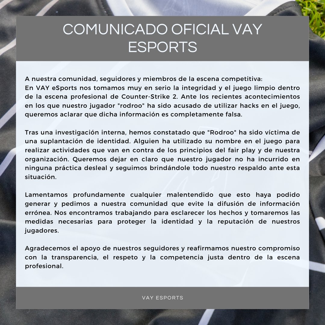 Comunicado oficial sobre los recientes acontecimientos ocurridos con nuestro jugador <a href="/RODROOcs/">Rodri “R0DR00” Lamora</a>