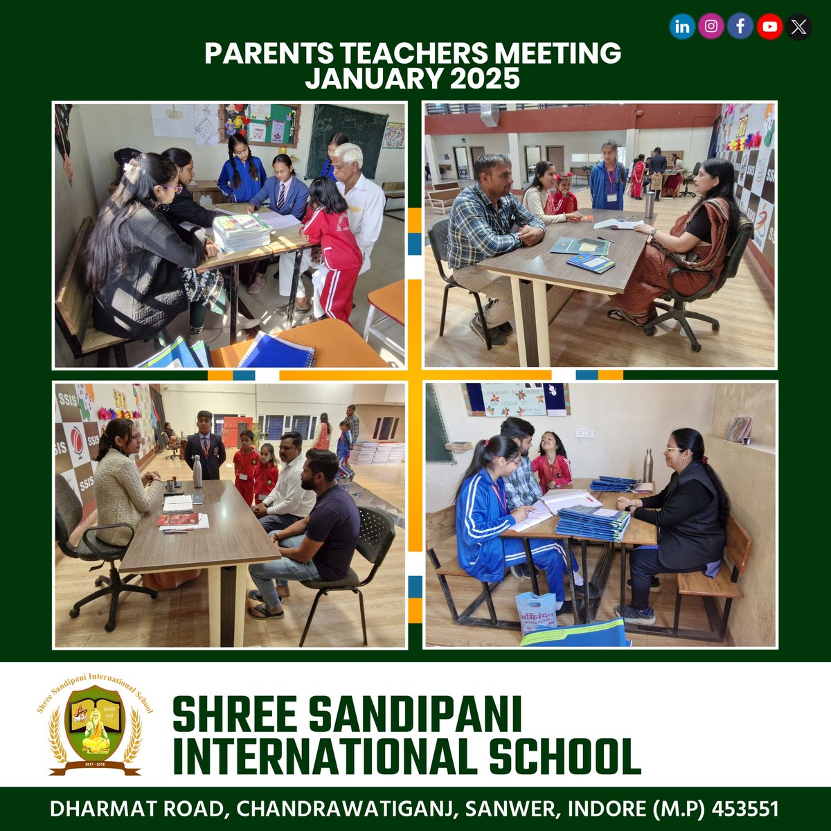 ssis_school's tweet photo. विद्यालय में हाल ही में अभिभावक-शिक्षक बैठक सफलतापूर्वक संपन्न हुई। छात्रों की प्रगति पर सार्थक चर्चा हुई, जिससे उनके उज्ज्वल भविष्य का मार्ग प्रशस्त होगा। सभी अभिभावकों के सहयोग के लिए धन्यवाद! #ParentTeacherMeeting #SchoolProgress https://t.co/UkTXcqRor8