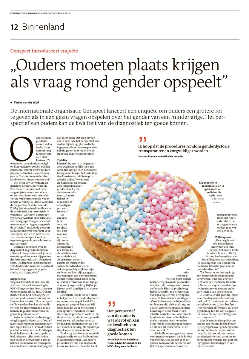 Ouderenquête van <a href="/genspect/">Genspect</a> kan de diagnose genderdysforie bij het kind helpen objectiveren. 

Observaties van ouders en familieleden die botsen met de visie van het kind kun je niet negeren en afdoen als conservatief of bevooroordeeld <a href="/radboudumc/">Radboudumc</a>!