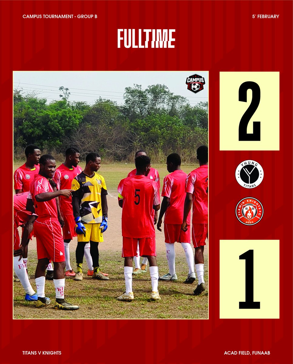 Flaming_Knights's tweet photo. FULL TIME
#IgniteTheFire #ComeOnYouFlamers
#flaminknights #fkfc #COYF #funaab #TitansKnights https://t.co/s6PuWYk3cZ